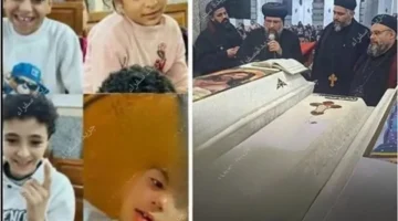 دموع الأنبا ديمتريوس.. تفاصيل جنازة الأطفال ضحايا حادث دير أبوفانا بمحافظة المنيا